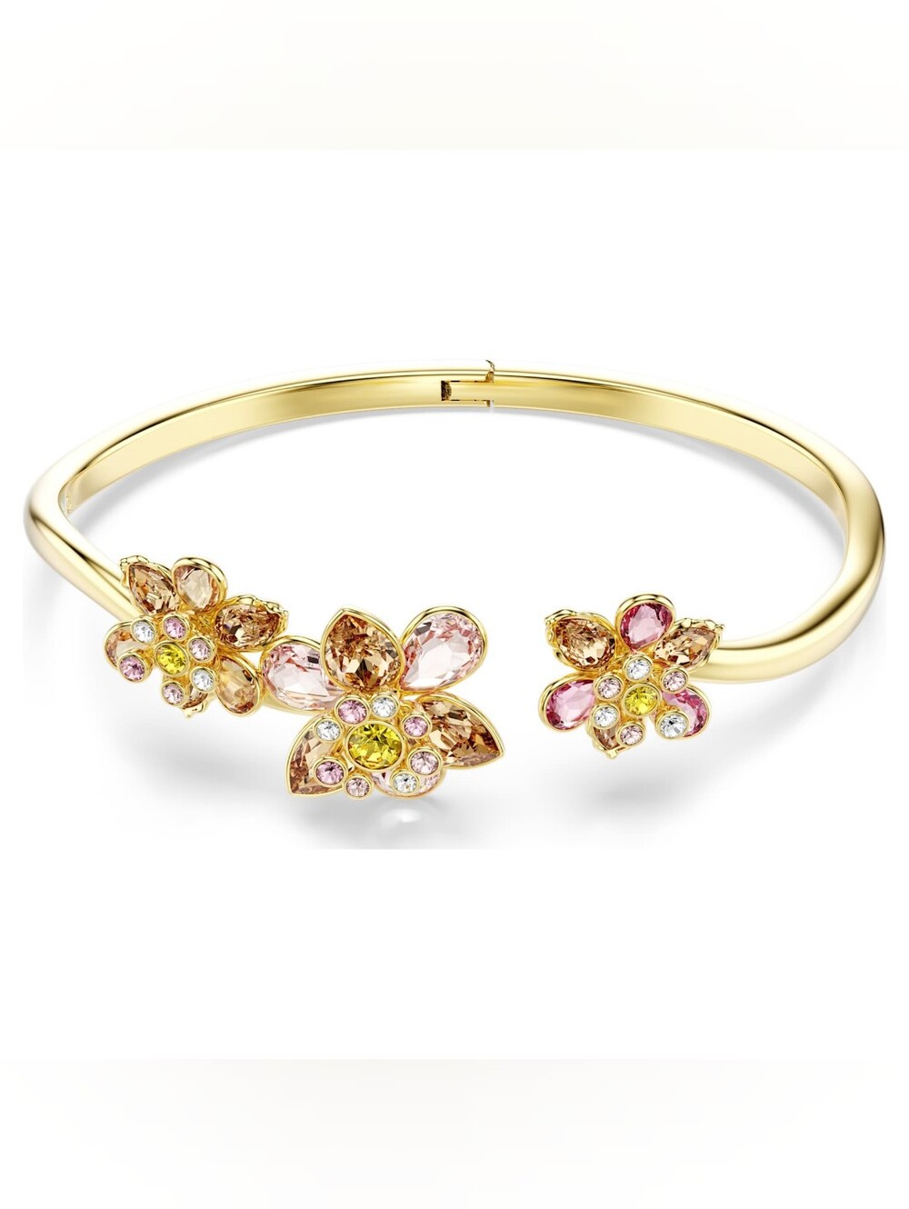 Swarovski Idyllia Floral Cuff Bangle, 18K Gold Finish, Multicolour